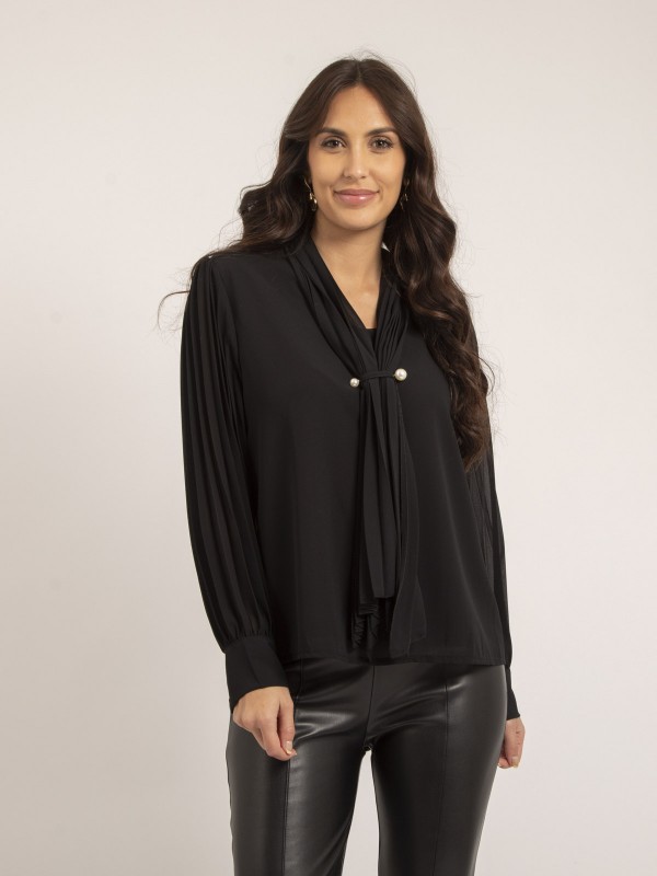 Blouse col châle OLINIE - Noir