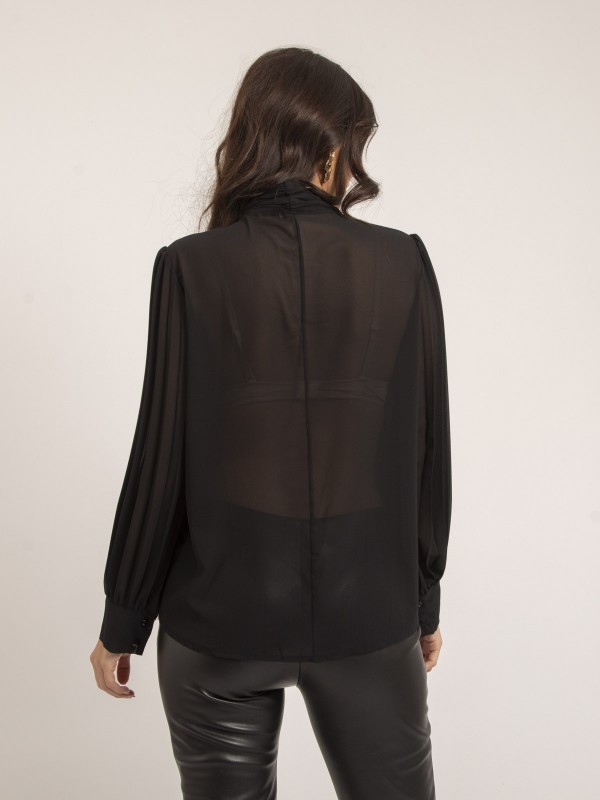 Blouse col châle OLINIE - Noir