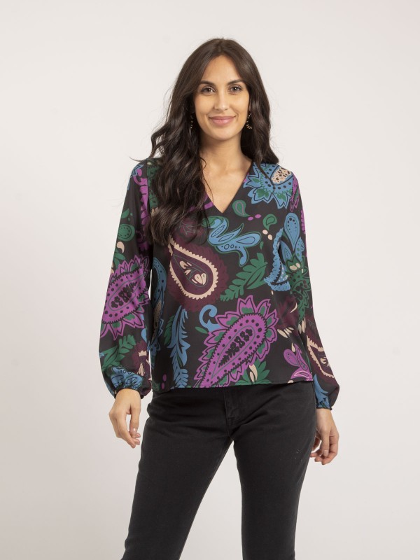 Blouse motifs ONDINE - Noir