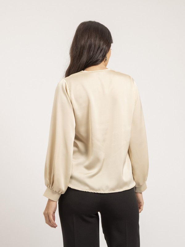 Blouse satin OXANIE - Beige