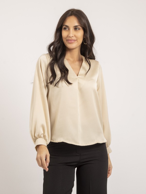 Blouse satin OXANIE - Beige