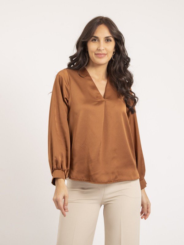 Blouse satin OXANIE - Camel