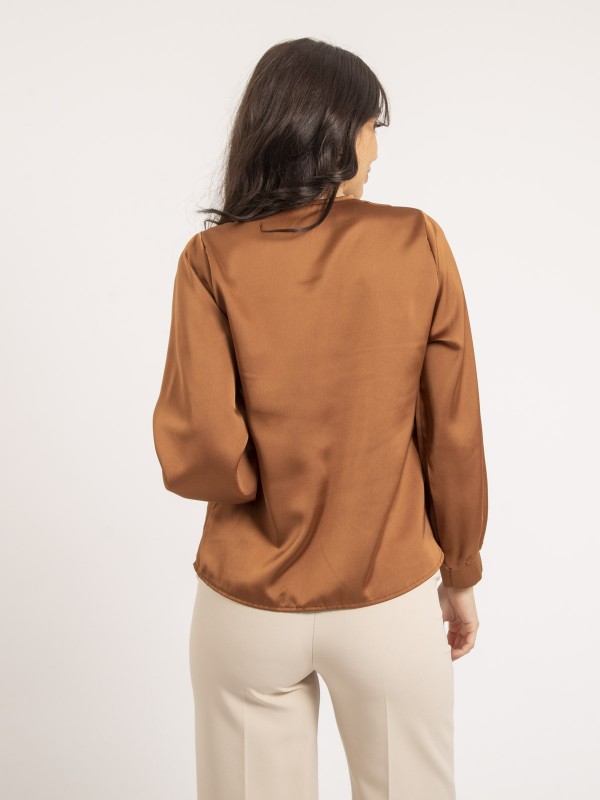 Blouse satin OXANIE - Camel