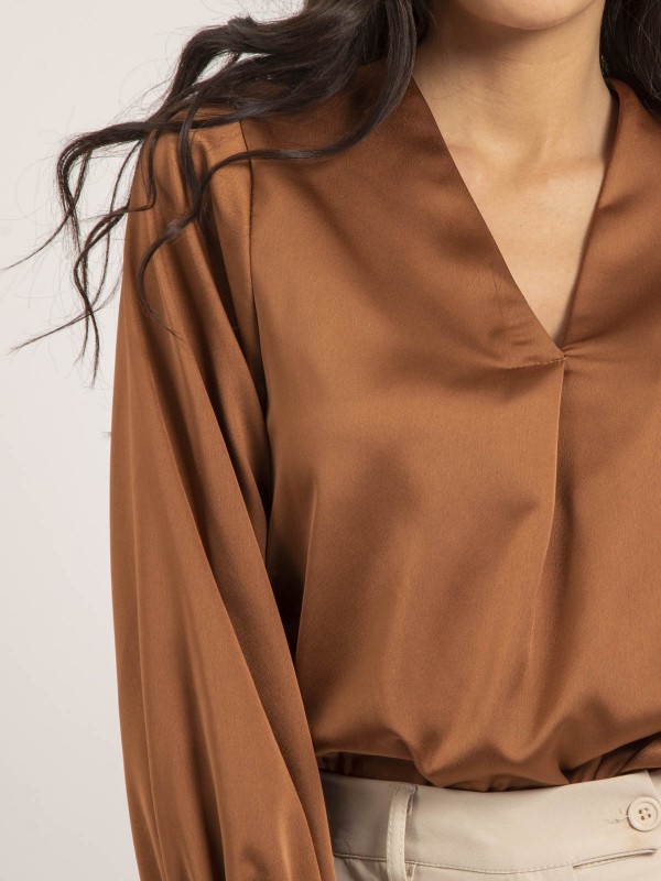 Blouse satin OXANIE - Camel