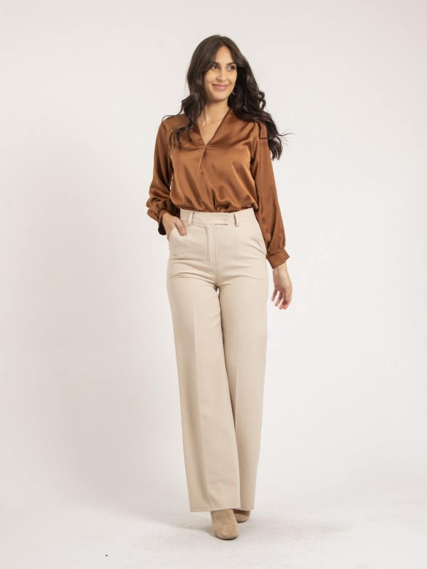 Blouse satin OXANIE - Camel