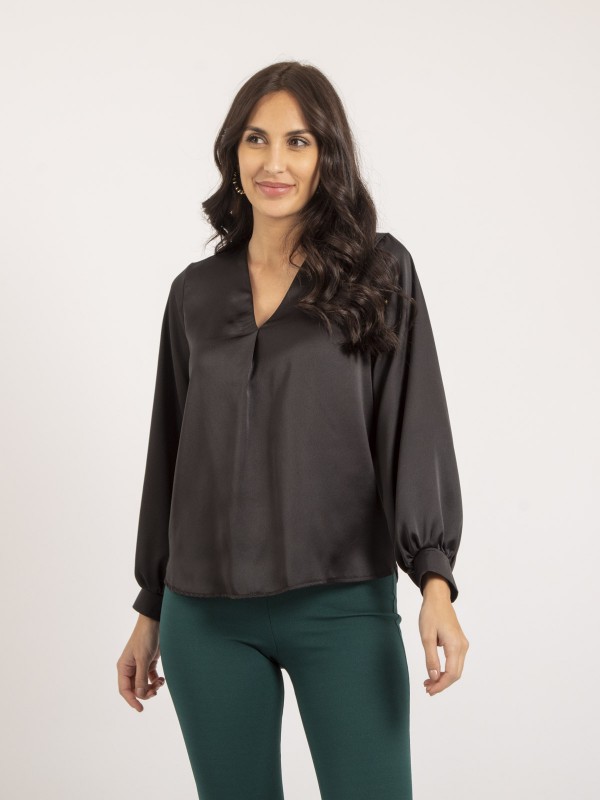 Blouse satin OXANIE - Noir