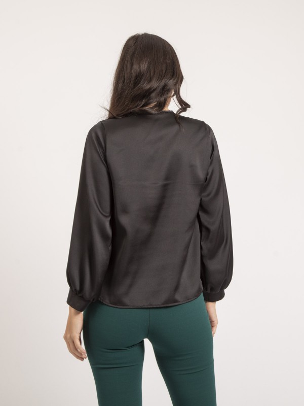 Blouse satin OXANIE - Noir