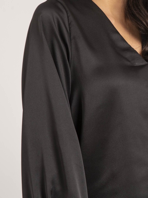 Blouse satin OXANIE - Noir