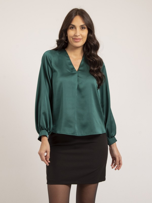 Blouse satin OXANIE - Vert...