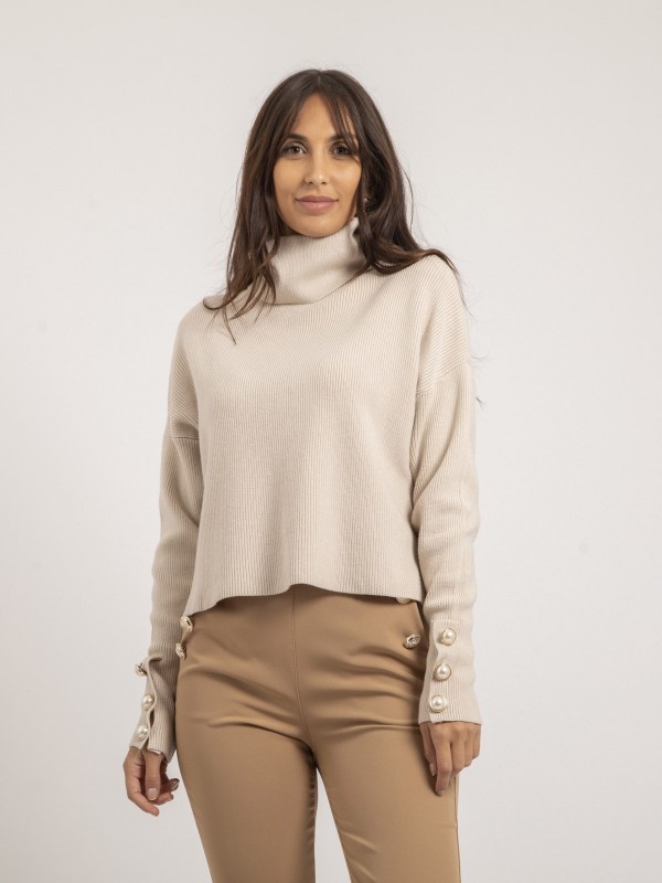 Pull col roulé KADY - Beige