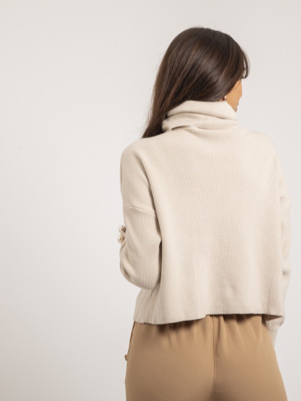 Pull col roulé KADY - Beige