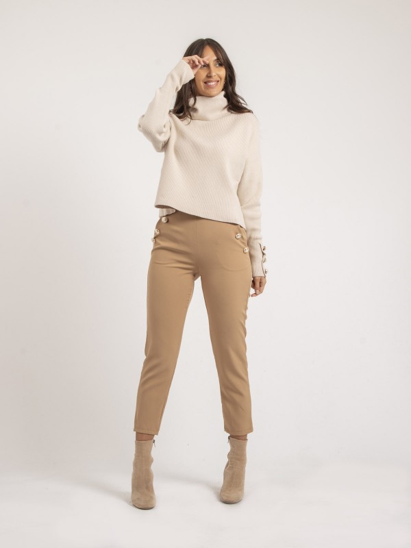 Pull col roulé KADY - Beige