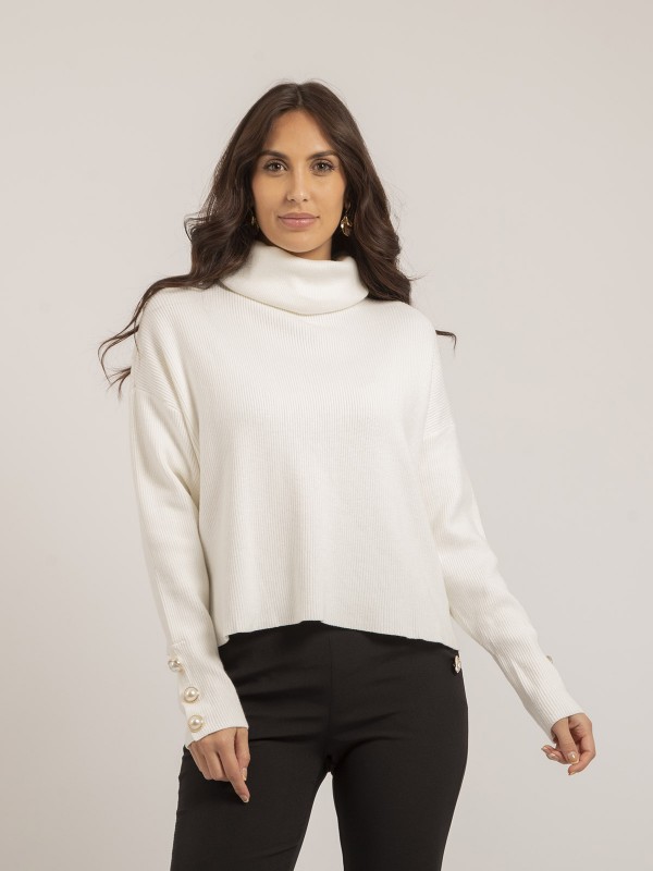 Pull col roulé KADY - Blanc