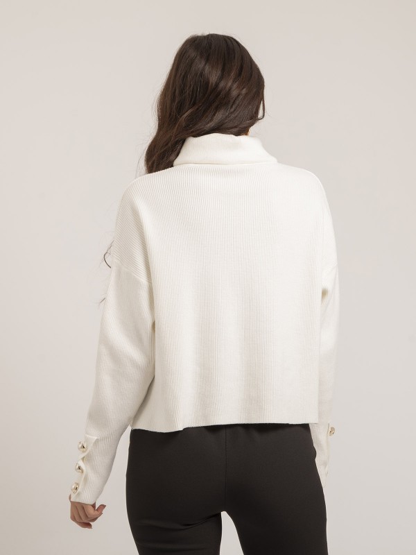 Pull col roulé KADY - Blanc