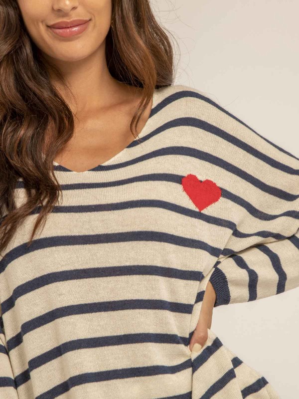 Pull fin motif coeur KELA -...