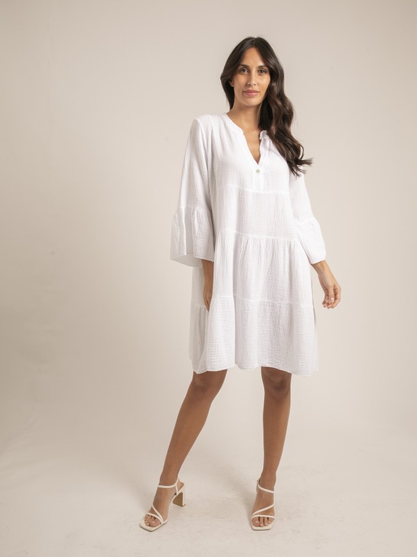 Robe courte gaze de coton...