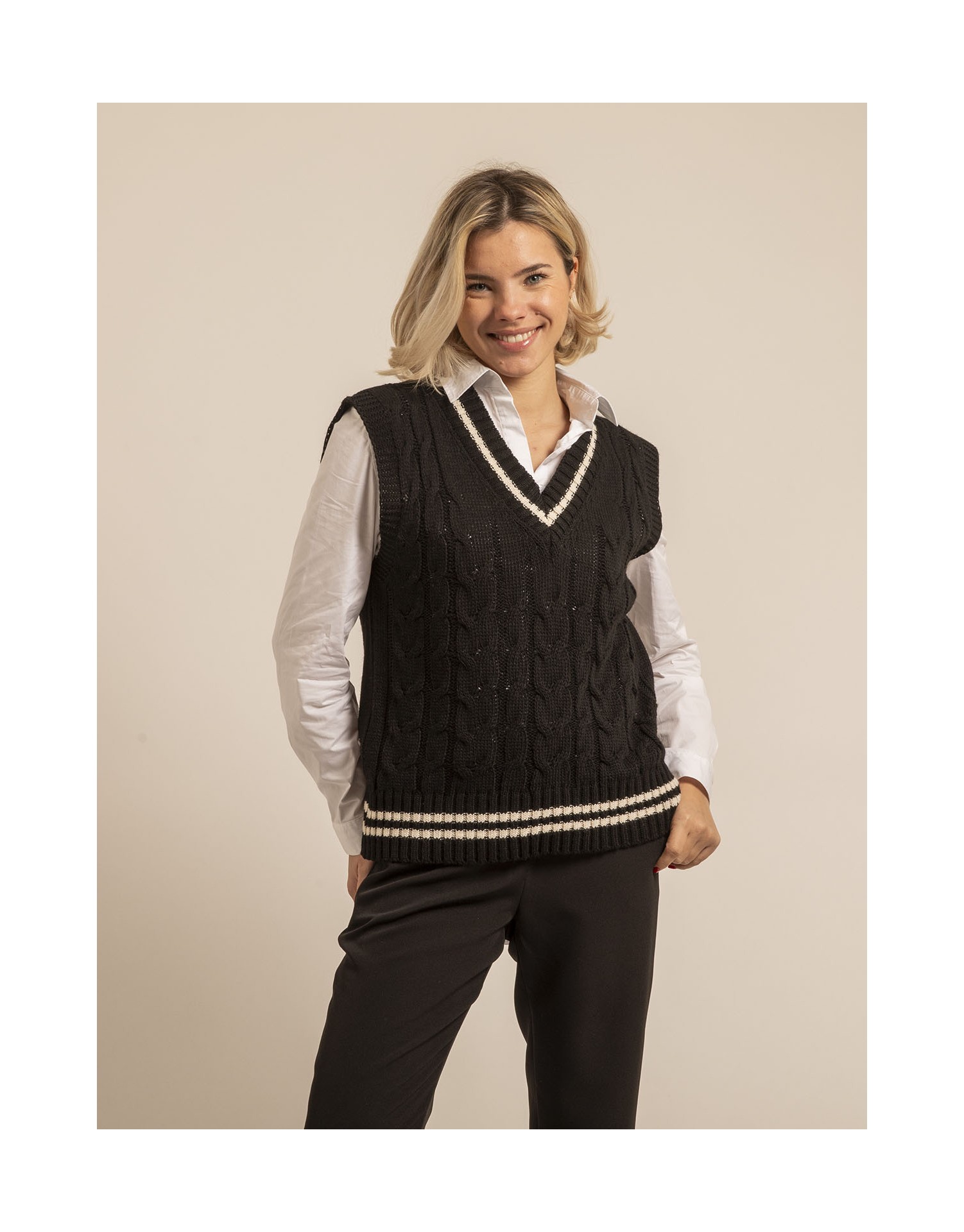 Pull sans manche en maille best sale