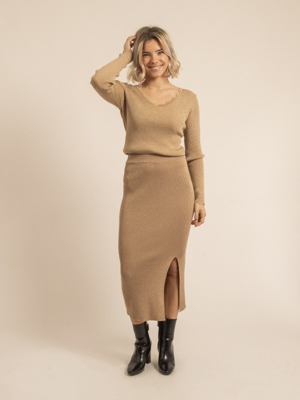 Pull fine maille KEMIA - Doré