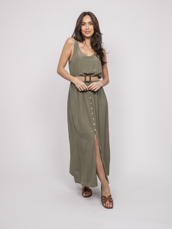 Robe longue avec ceinture...