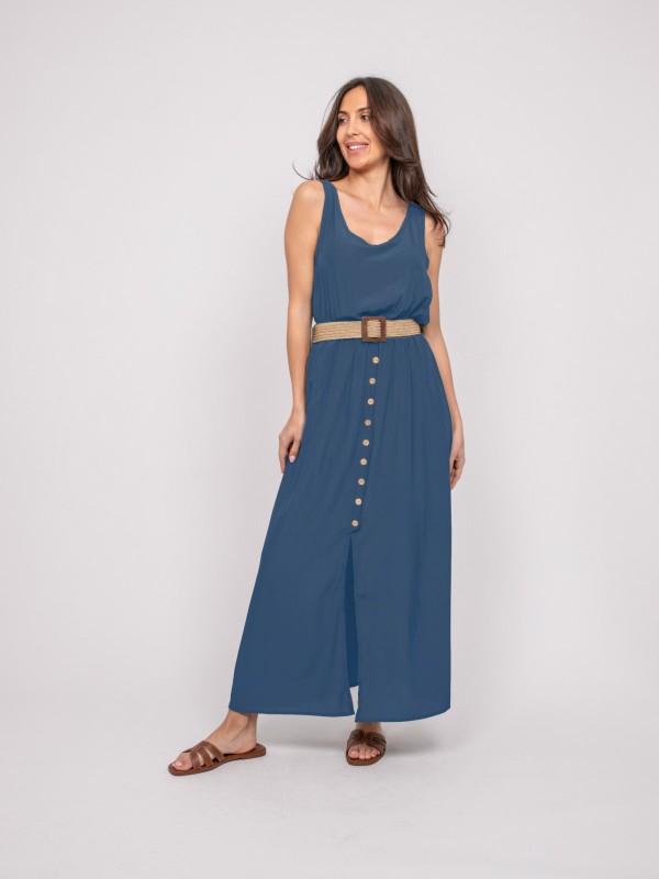 Robe longue avec ceinture...