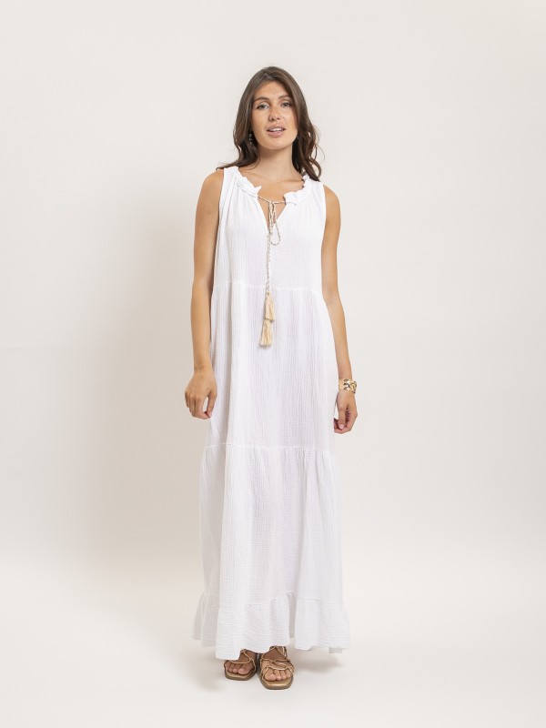 Robe longue gaze de coton...