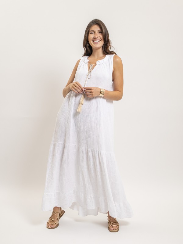 Robe longue gaze de coton...