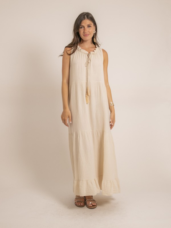 Robe longue gaze de coton...