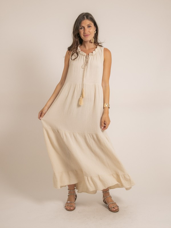 Robe longue gaze de coton...