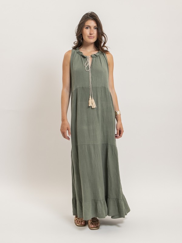 Robe longue gaze de coton...