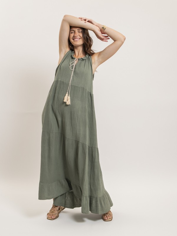 Robe longue gaze de coton...