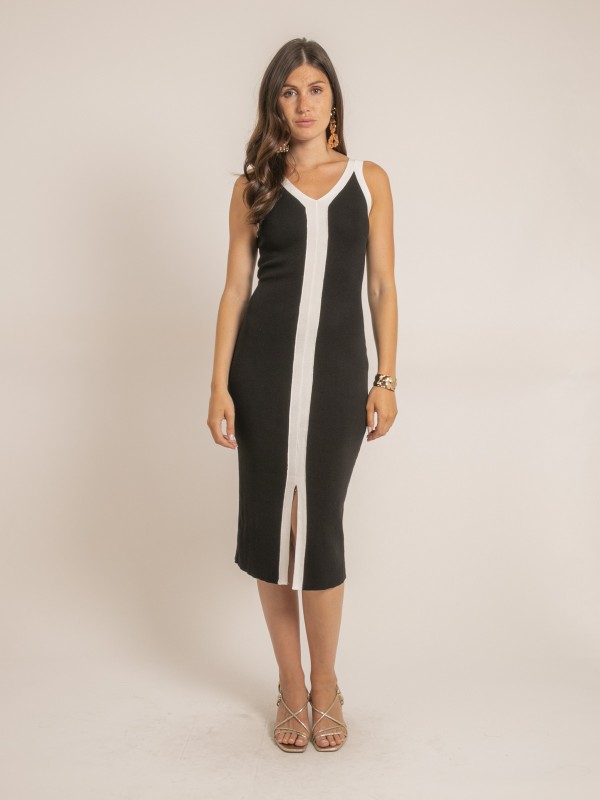 Robe midi moulante bicolore...
