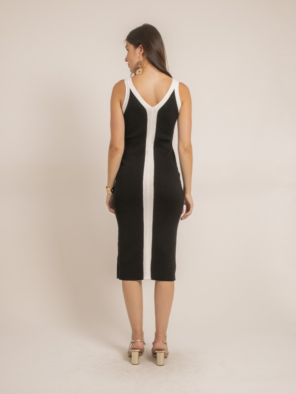 Robe midi moulante bicolore...