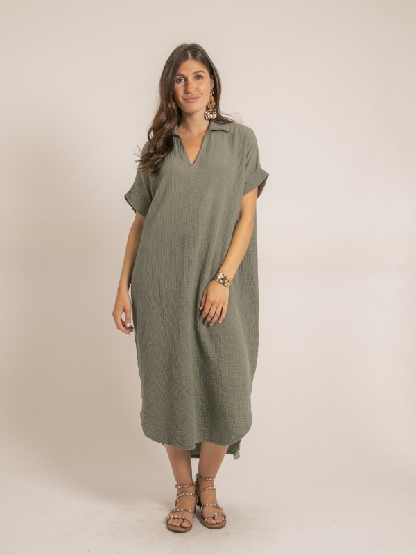 Robe longue gaze de coton...