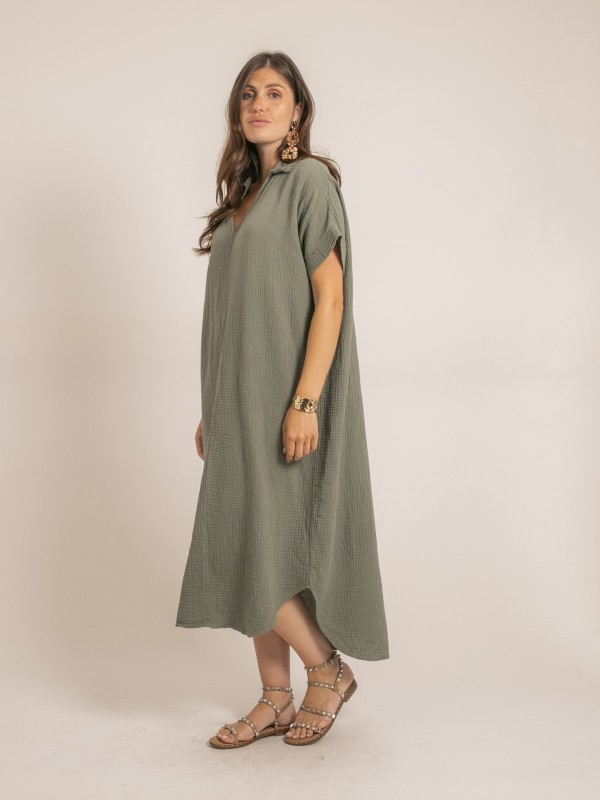 Robe longue gaze de coton...