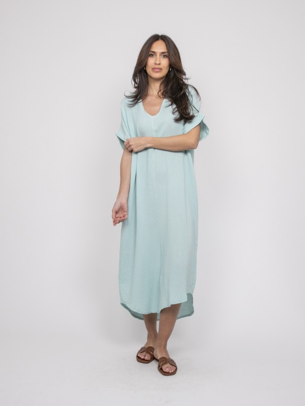 Robe longue gaze de coton...