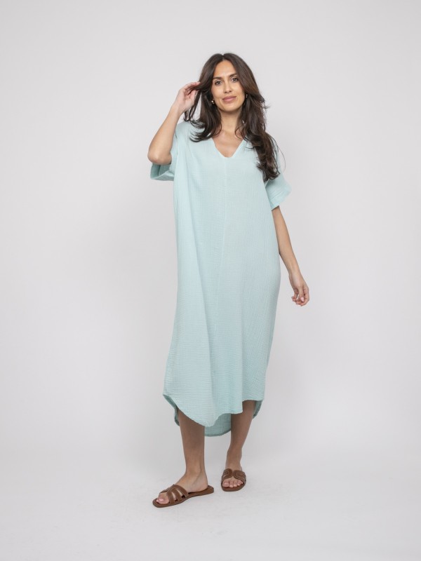 Robe longue gaze de coton...