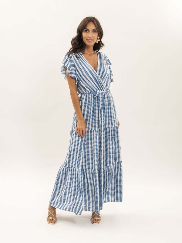 Robe longue cache-coeur tie...