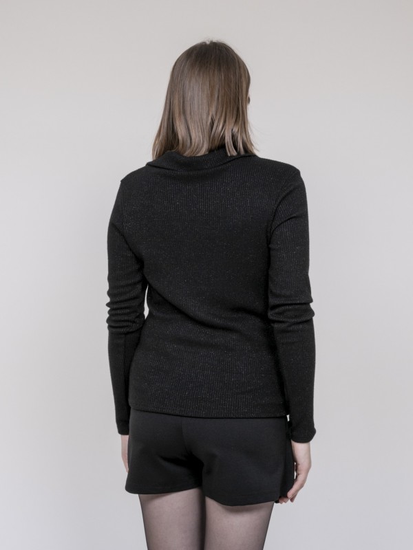 Top col polo FRANINA - Noir