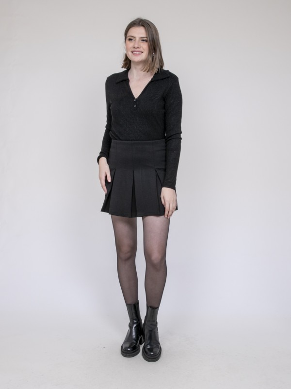 Top col polo FRANINA - Noir