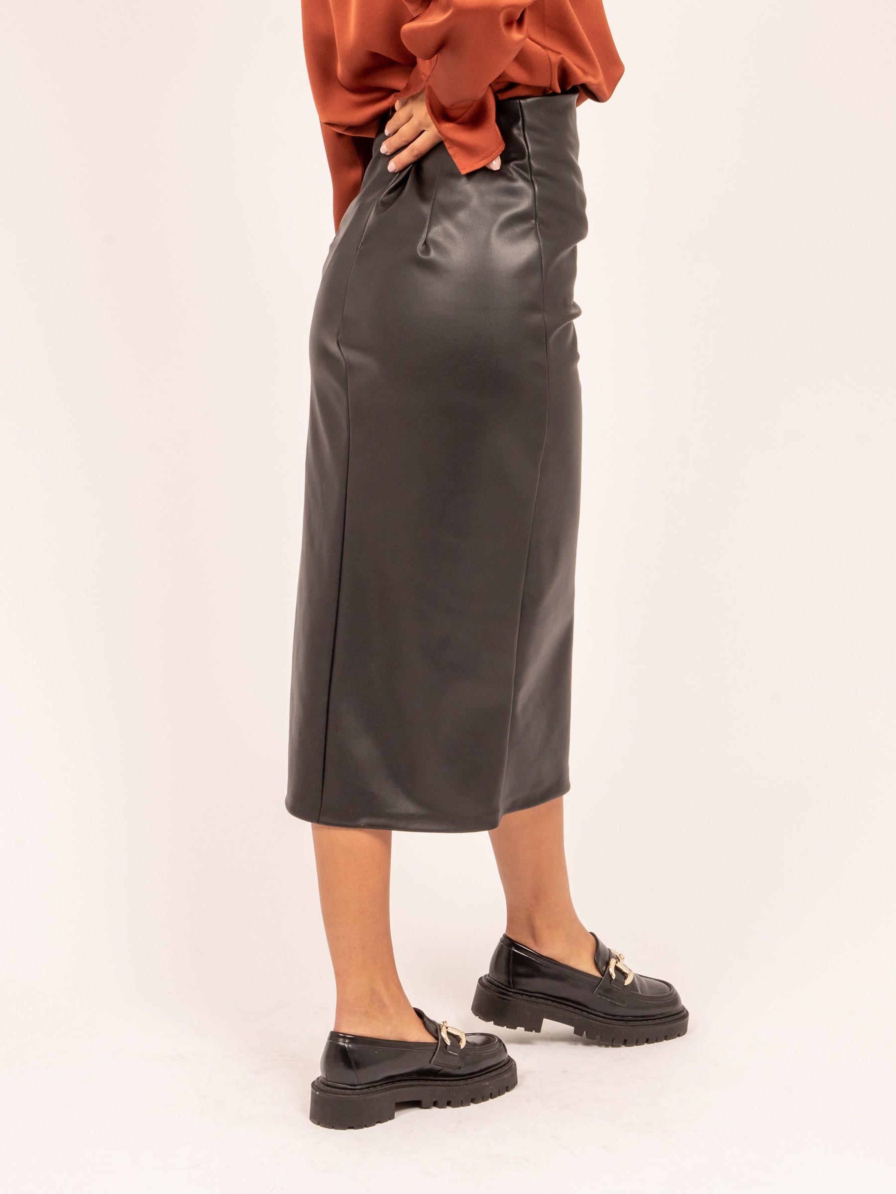 Jupe midi simili cuir online